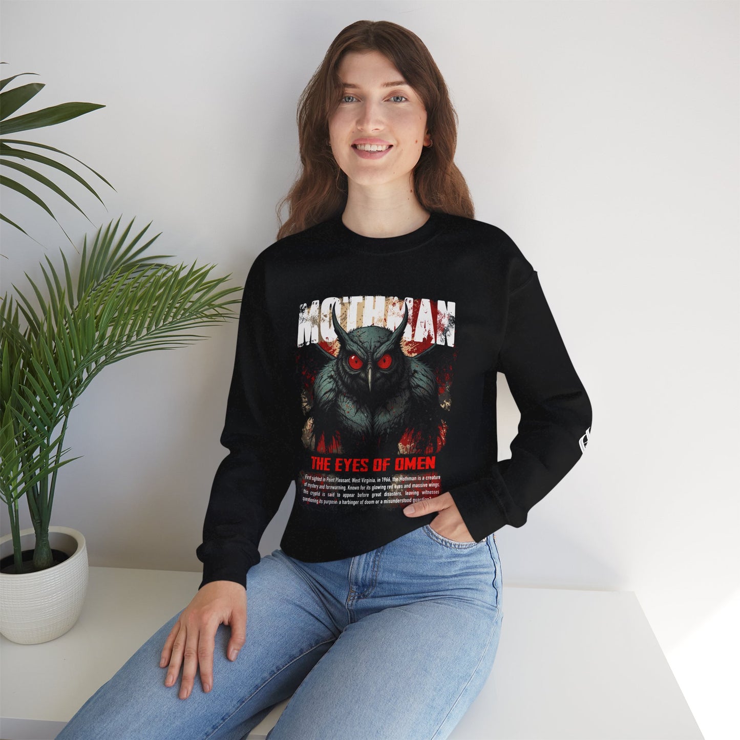 Mothman Crew Neck Sweatshirt – Eyes of Omen (Unisex)